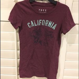 Maroon California tee with Roaring Mountain Lion